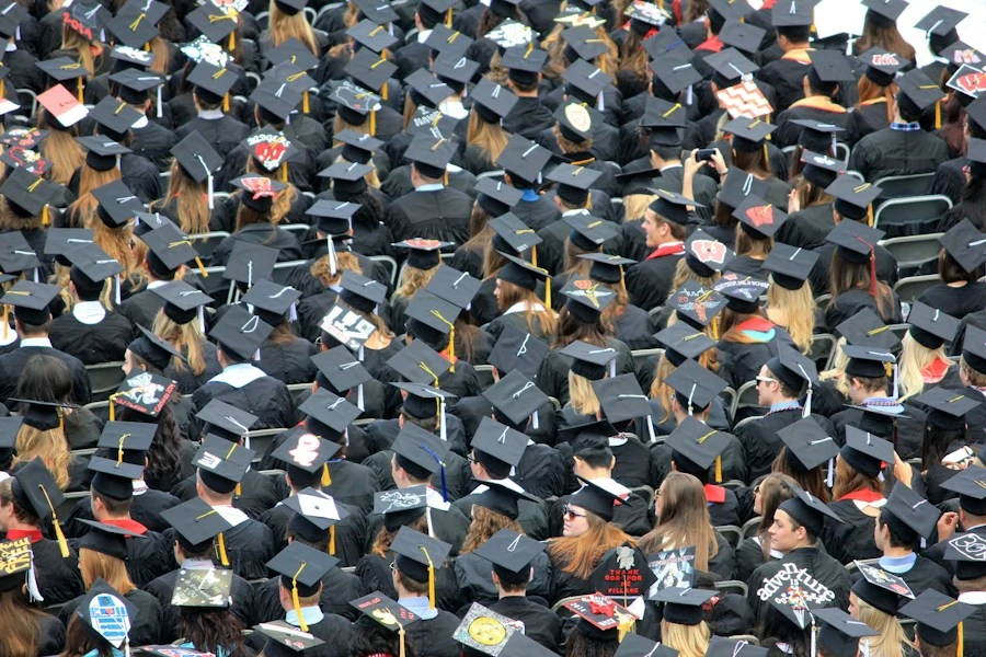 Graduates gathered for a commencement ceremony
